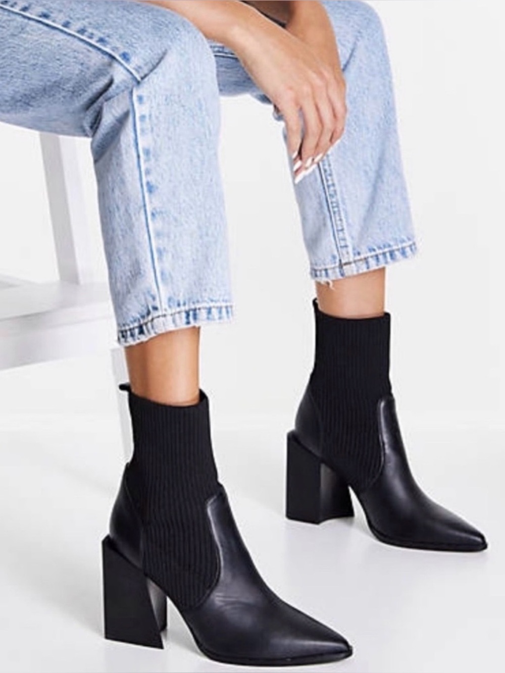 Steve Madden Tackle Black Sock Booties